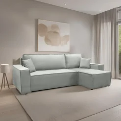 Slaapbank Velvet Karlo - Hoekbank 3-zits met opbergruimte - Universeel