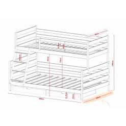 Stapelbed met Lade Faas - 3-persoons - 90/120 x 200 - Kinderbed - Leverbaar in 8 kleuren!