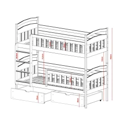 Stapelbed met Lade Ilias - 2-persoons - 90 x 200 - Direct Leverbaar!