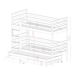 Stapelbed met Lade Luuk - 3-persoons - 90 x 200 - Direct Leverbaar!