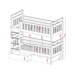 Stapelbed met Lade Mira - 2-persoons - Kinderbed - Leverbaar in 8 kleuren!