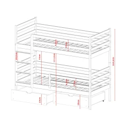Stapelbed met Lade Nino - 2-persoons - 90 x 200 - Direct Leverbaar!