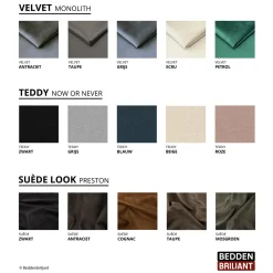 Stel zelf de boxspring zonder matras naar wens samen!