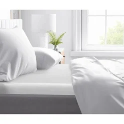 Topper Hoeslaken 100 % Katoen-Satijn wit