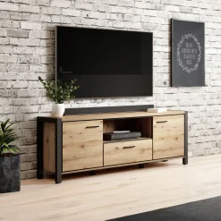 TV-meubel Akven - 2-deurs incl. 2 lades - Wotan Eiken