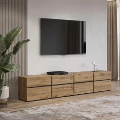 TV-meubel Crotone - 4-kleps incl. 4 lades - Wotan Eiken