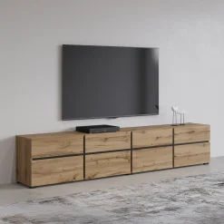 TV-meubel Crotone - 4-kleps incl. 4 lades - Wotan Eiken