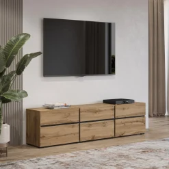 TV-meubel Crotone - 3-kleps incl. 3 lades - Wotan Eiken