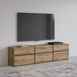 TV-meubel Crotone - 3-kleps incl. 3 lades - Wotan Eiken