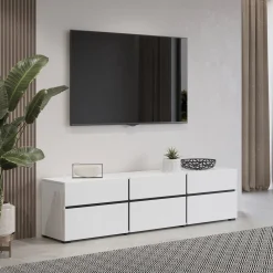 TV-meubel Crotone - 3-kleps incl. 3 lades - Wit
