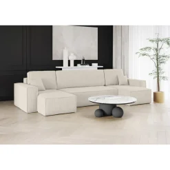 U-bank Ribstof Karlo - Slaapbank met opbergruimte - 4 zits