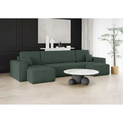 U-bank Ribstof Karlo - Slaapbank met opbergruimte - 4 zits