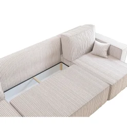 U-bank Ribstof Karlo - Slaapbank met opbergruimte - 4 zits