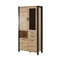Vitrinekast Akven - 4-deurs incl. 2 lades - Wotan Eiken