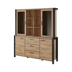 Vitrinekast Akven - 4-deurs incl. 3 lades - Wotan Eiken