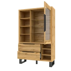Vitrinekast Halmstad - 1-deurs incl. 2 lades - Wotan Eiken