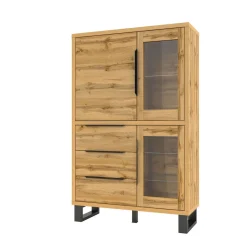 Vitrinekast Halmstad - 3-deurs incl. 3 lades - Wotan Eiken