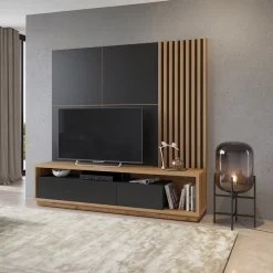 Wandcombinatie Celano - Wotan Eiken / Zwart