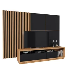 Wandcombinatie Celano - Wotan Eiken / Zwart