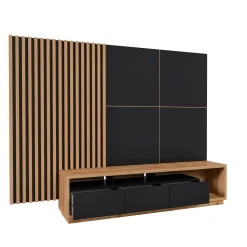 Wandcombinatie Celano - Wotan Eiken / Zwart