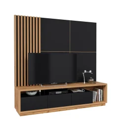 Wandcombinatie Celano - Wotan Eiken / Zwart