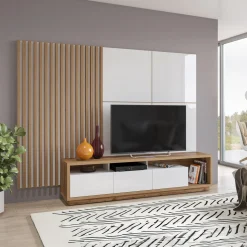 Wandcombinatie Celano - Wotan Eiken / Wit