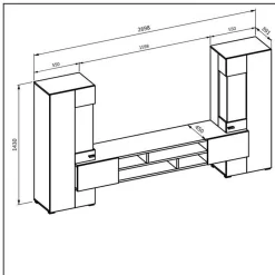 Wandcombinatie Koblenz - Walnoot / Zwart
