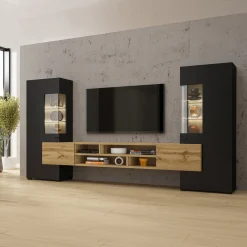 Wandcombinatie Koblenz - Wotan Eiken / Zwart