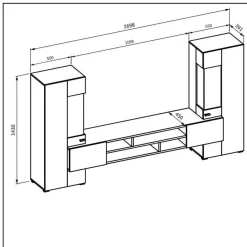 Wandcombinatie Koblenz - Wotan Eiken / Zwart
